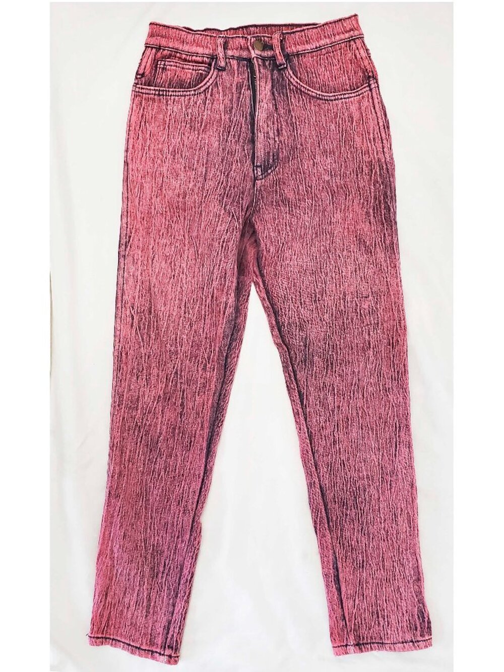 80s Vintage Paloma Women's Pink Acid Wash Stretch Denim Skinny Jeans Pants 26"
